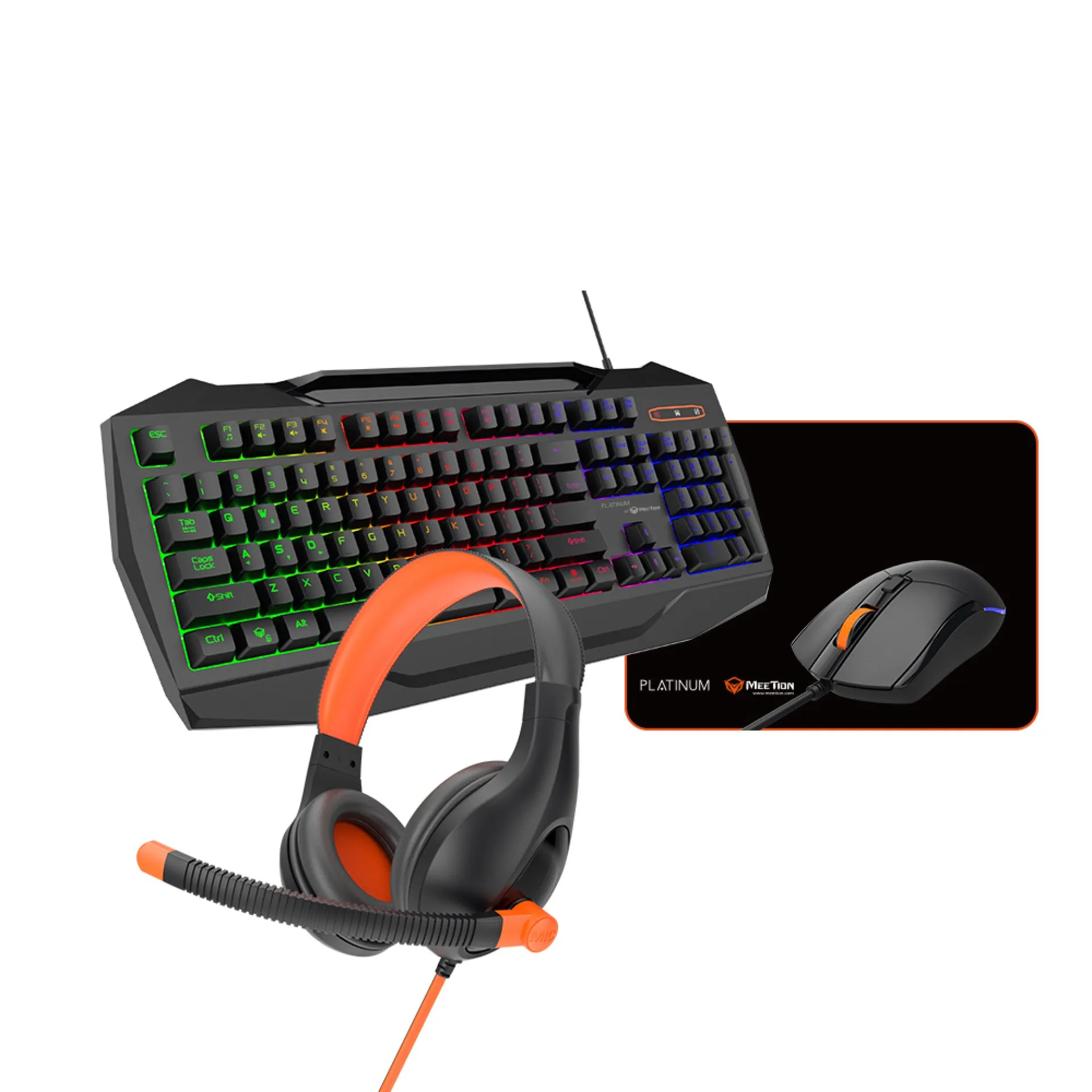 MT-C490-A-UAR-PLAT (4 in 1) Keyboard + Mouse + Headphone + Mouse Pad